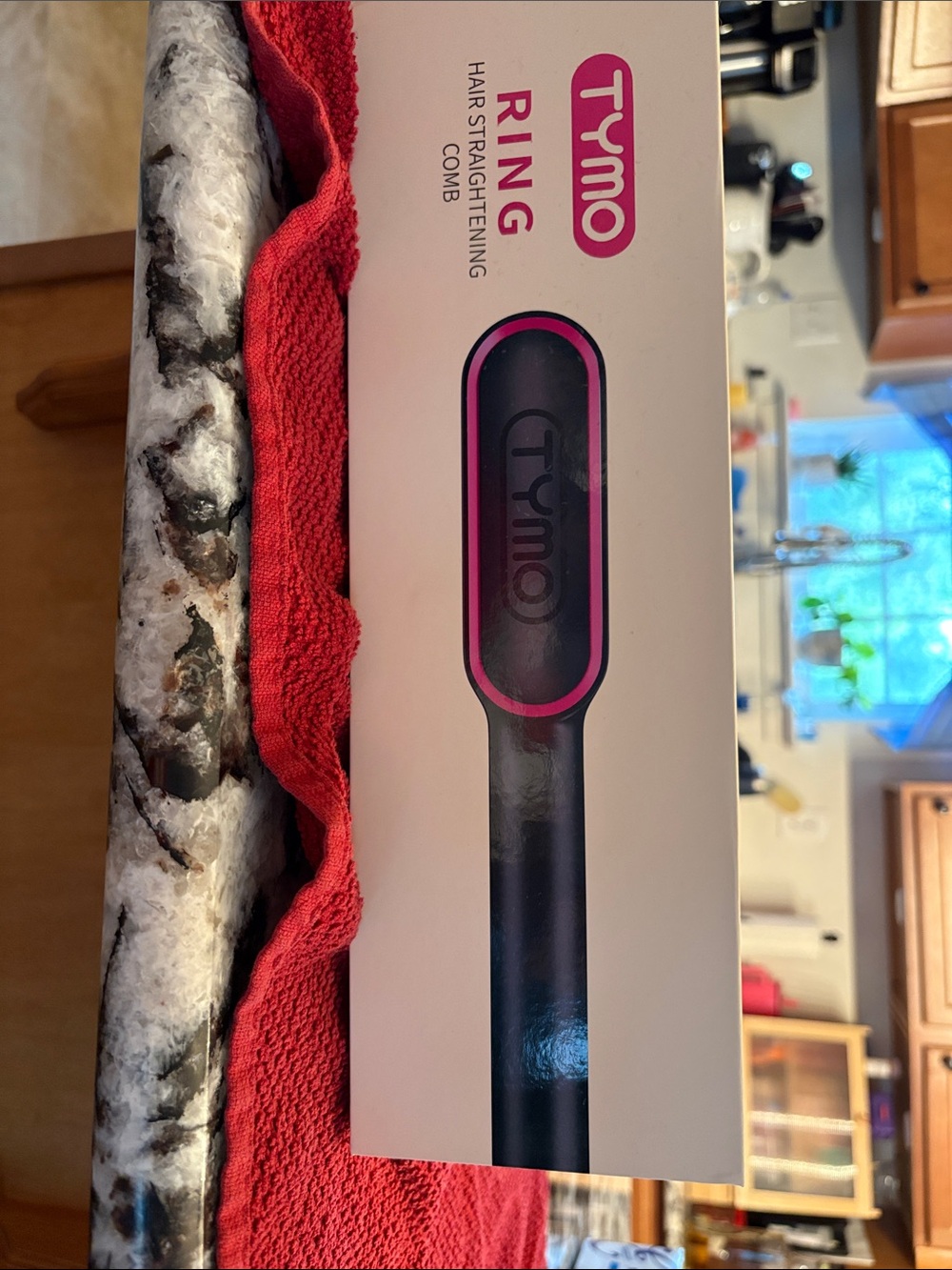Ring Hair Straightening Comb - Black with Pink Accents
